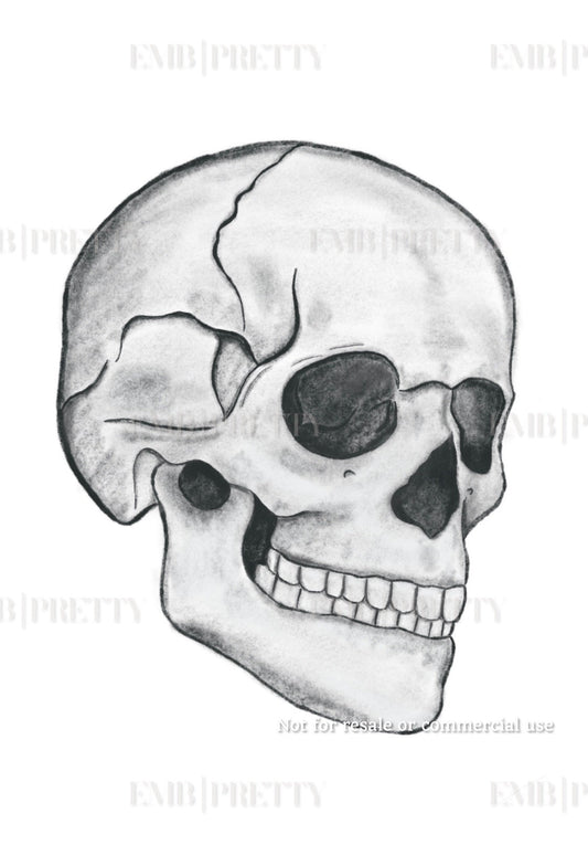 Charcoal Skull DIGITAL poster - EMB Pretty