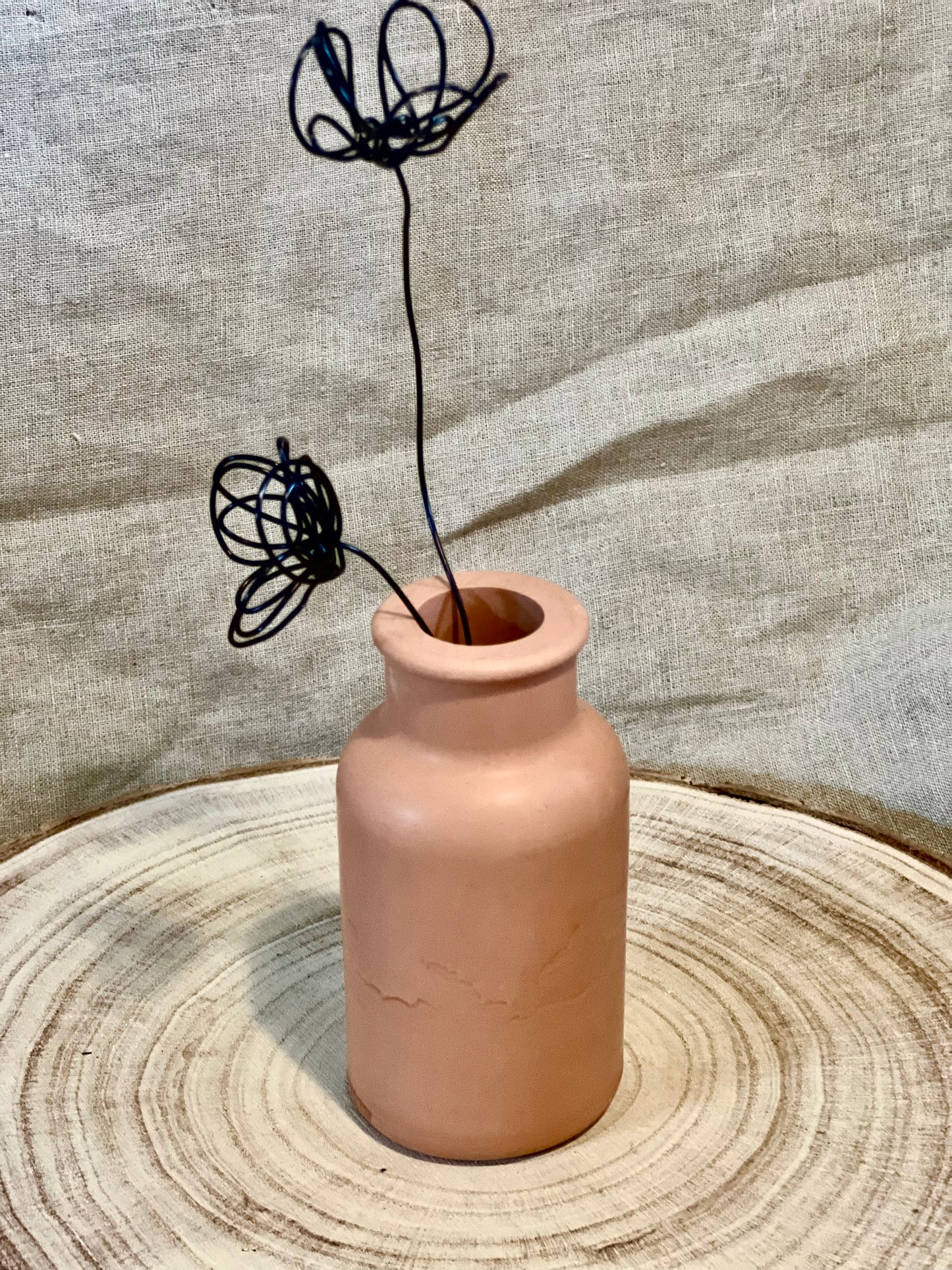 Mini vase et bouquet en fil de fer