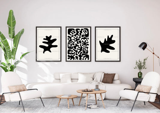 Ensemble d'affiches NUMÉRIQUES monochromes inspirées de Matisse